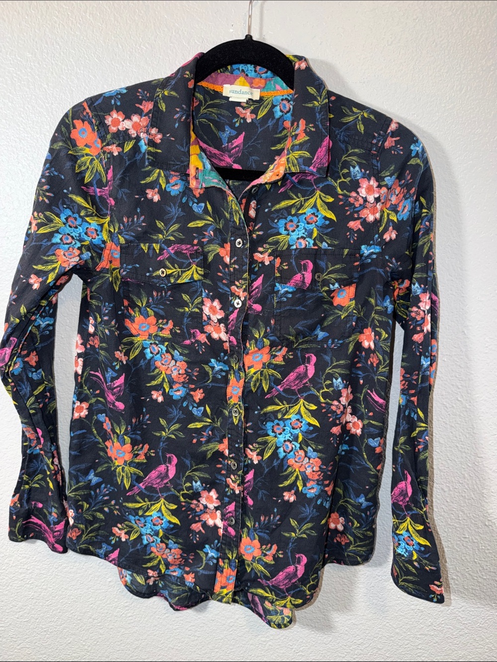 Sundance Women’s  Button-Down Shirt with Pink Blue and Orange Accents